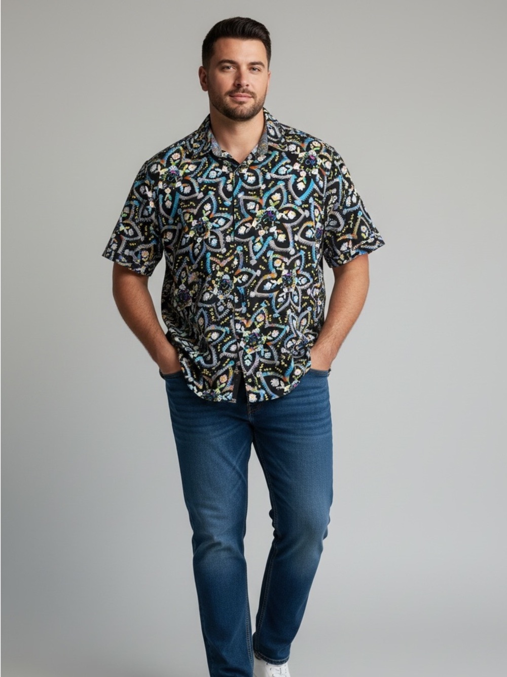 Title: Robert Graham Shirt 2XL Classic Fit Floral Abstract Cotton Short Sleeve